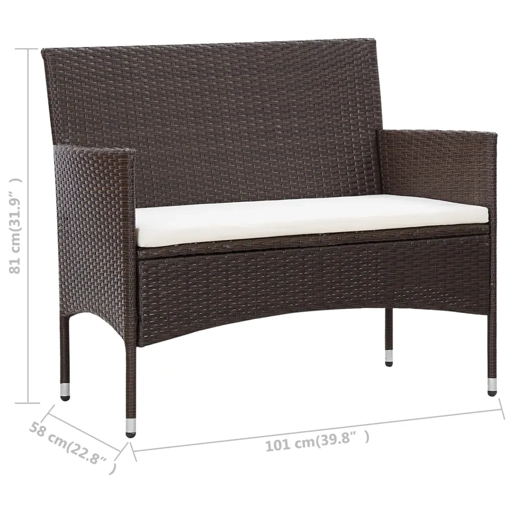 Set Divani da Giardino 5 pz | Set Salotto da Giardino con Cuscini in Polyrattan Marrone