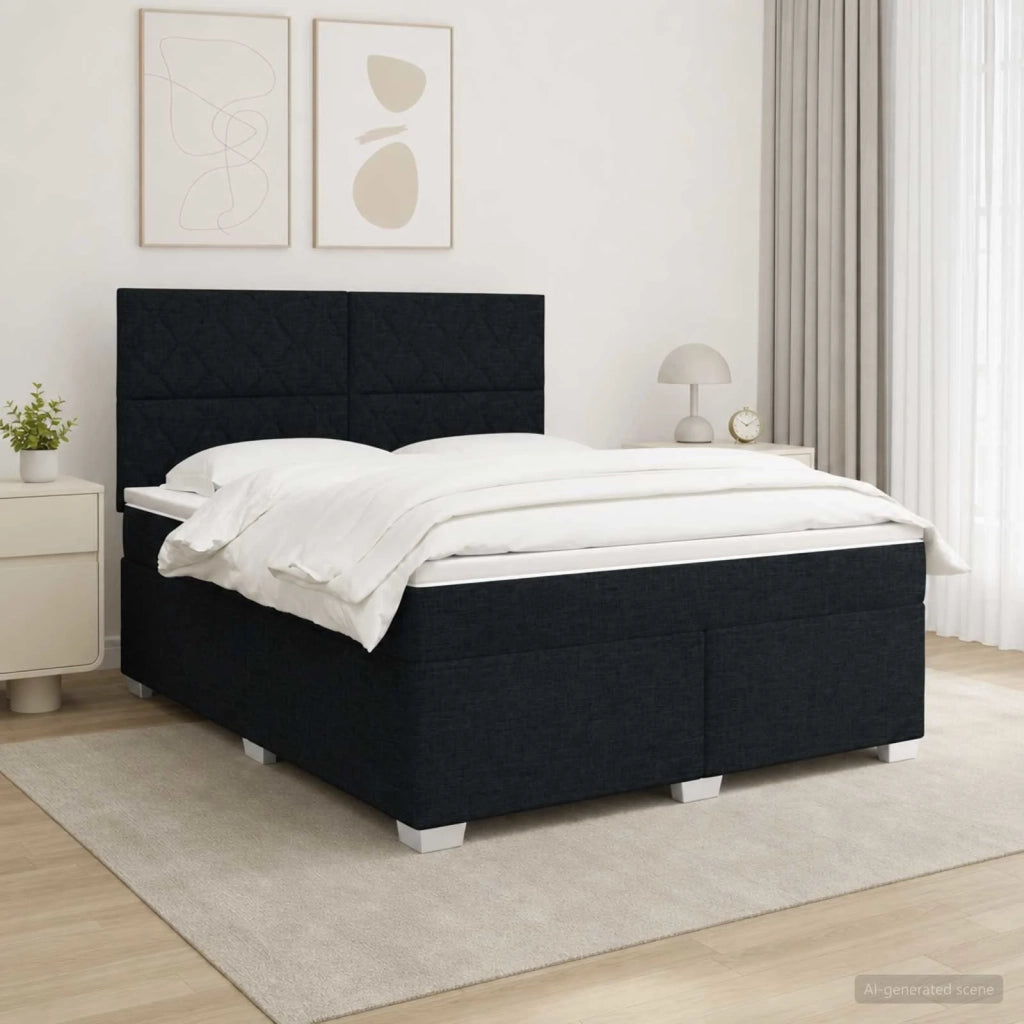 Letto box spring con materasso Nero 140 x 200 cm Tessuto 3454896