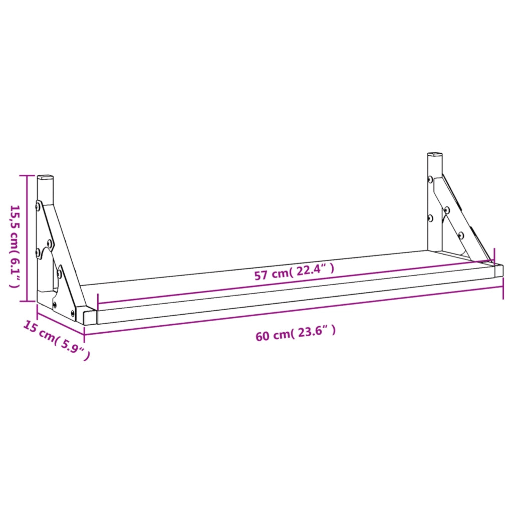vidaXL Mensole da Parete 2pz Rovere Sonoma 60x15x15,5 cm