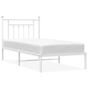 Letto singolo | Letto per adulti | Giroletto con Testiera Metallo Bianco 90x200 cm