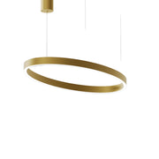 Lampada a Sospensione CRISEIDE S/1P OVAL - 30W+30W LED 3000K Dimmerabile in Oro Spazzolato, Struttura in Alluminio, Diffusore in Silicone - Gealuce