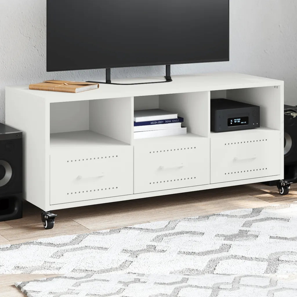 Mobile TV Bianco 100,5x39x43,5 cm in Acciaio 846697