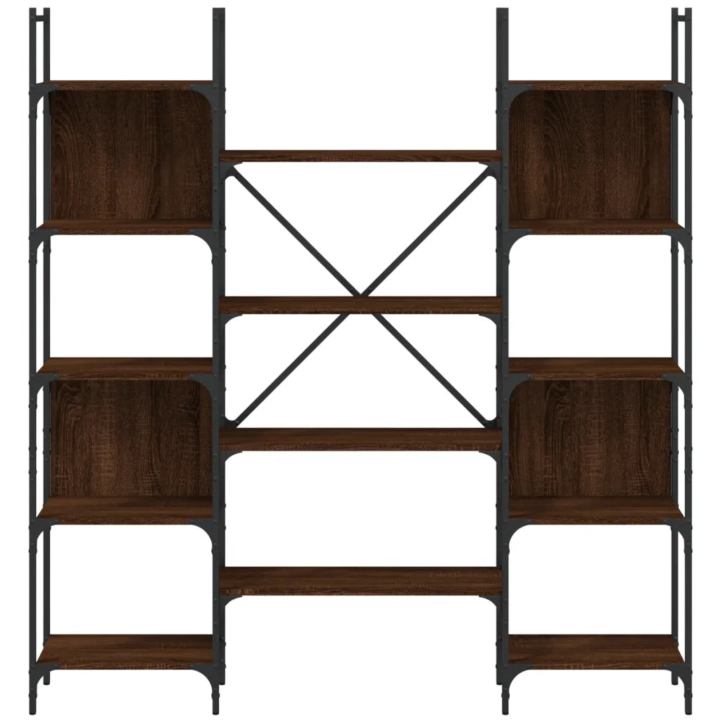 Libreria-Scaffale per Libri-Mobile di Stoccaggio Rovere Marrone 155,5x24x166,5 cm in Legno Multistrato