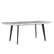Tavolo da Pranzo Effetto Marmo MDF Gambe in Ferro Nero Piano Allungabile Rettangolare 160/200 x 90 cm