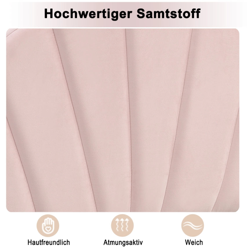 Letto imbottito matrimoniale 90x200 cm in velluto rosa con testiera regolabile e rete a doghe