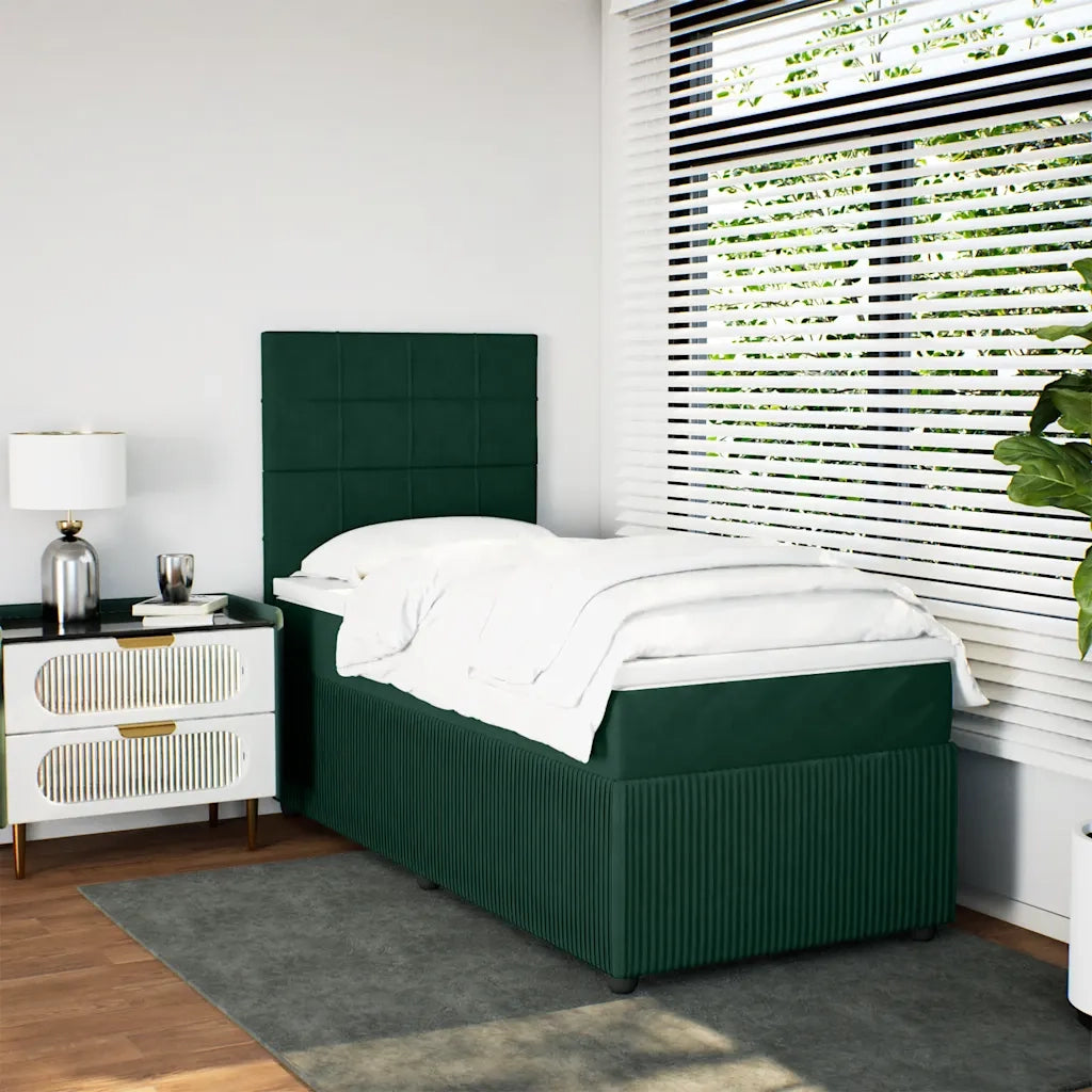 Giroletto a Molle con Materasso Verde Scuro 90x190 cm Velluto