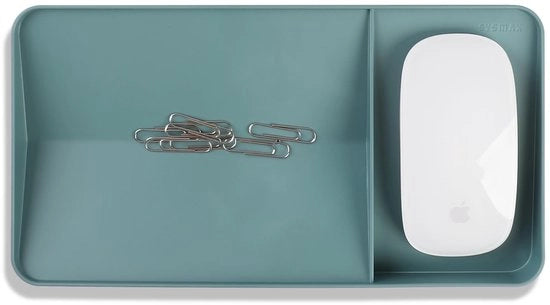 Organizzatore per ufficio in legno di ginkgo - organizzatore per appunti, penne, matite e accessori (doppio, verde)