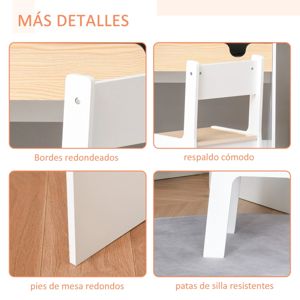Scrivania per Bambini con Cassetto e Ripiano ¨C zephmum ¨C 70x50x75 cm Bianco e Naturale