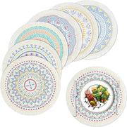 Set di tappeti da tavola con disegno mandala e spilloni - Set di 6 - 335 cm di corda intrecciata - Stile boho - Tappeti da tavola tessuti