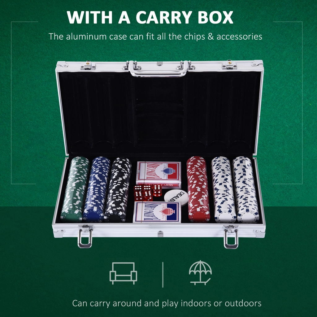VALIGETTA POKER PROFESSIONALE IN ALLUMINIO, SET CON 300 FICHES E 2 MAZZI PER TEXAS HOLD'EM E BLACKJACK