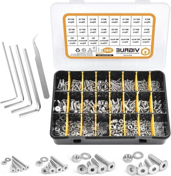 Set di viti con viti a testa interna, chiavi a ingranaggio - 940 pezzi, M2 M3 M4 M5
