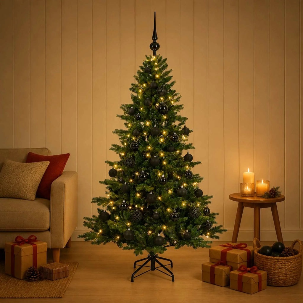 Albero di Natale artificiale con palline 150 cm 150 LED 3465576