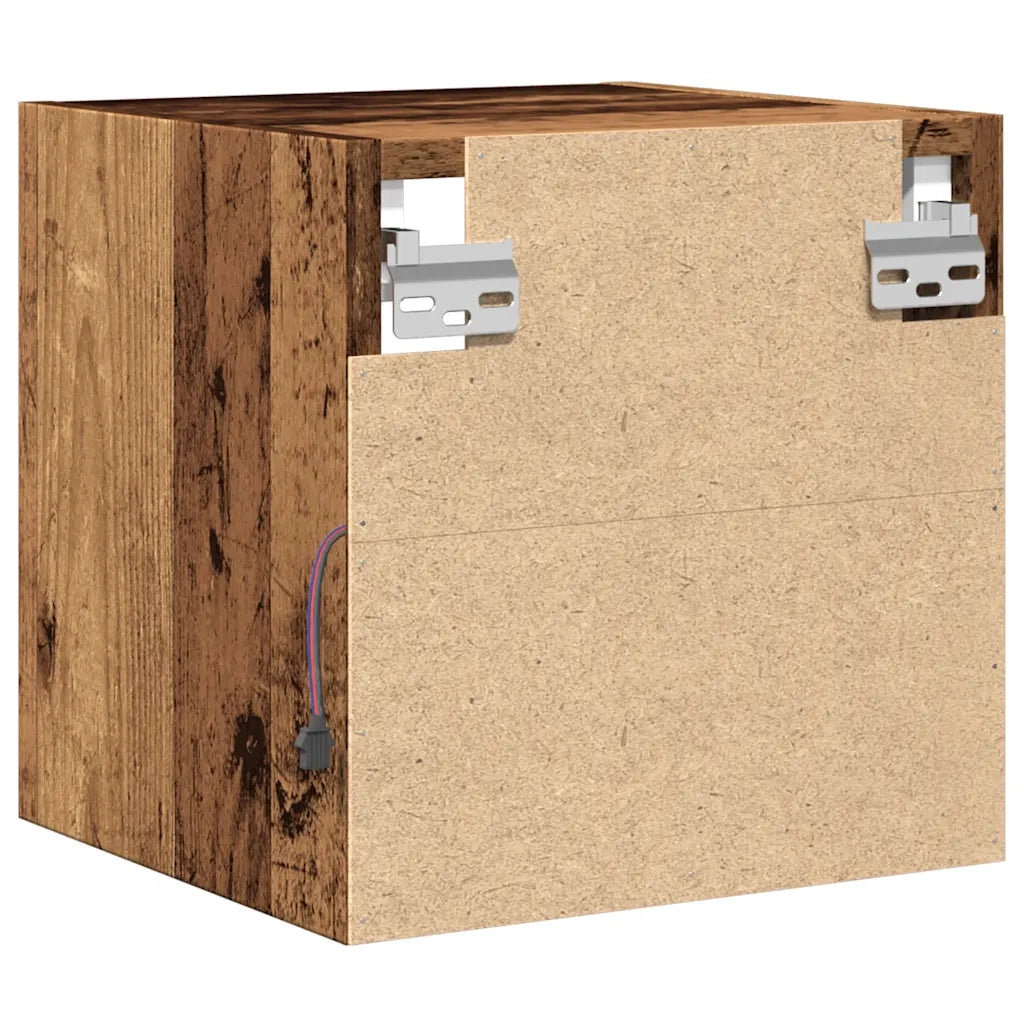 Mobile TV a Parete con Luci LED Legno Antico 30x28,5x30 cm 857672