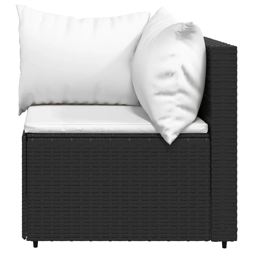 Set Divani da Giardino 4 pz con Cuscini Nero in Polyrattan 319736