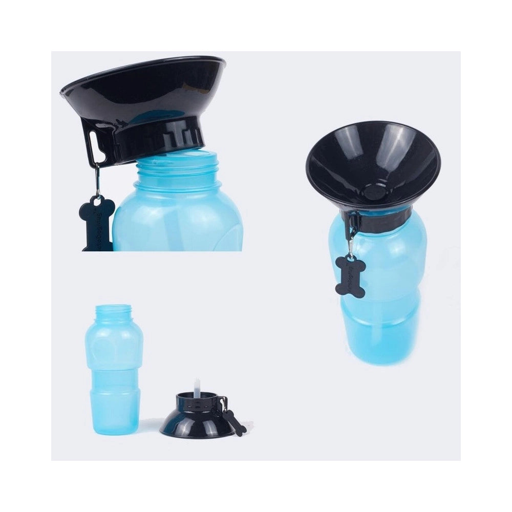 Trade Shop - Bottiglia Dispenser Acqua 400 Ml Cane Cani Gatto Gatti Con Ciotola Da Viaggio -