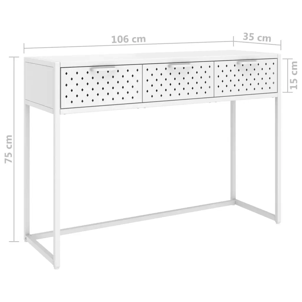 Tavolo Consolle Bianco 106x35x75 cm in Acciaio cod mxl 24580