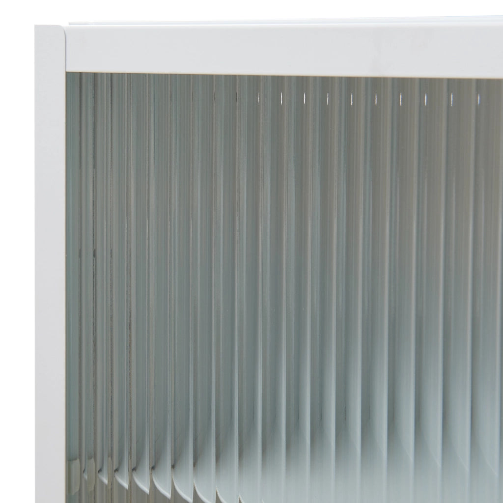 Armadietto a Parete Zundert Pensile ad Anta in Vetro Scanalato 60 x 35 x 15 cm - Bianco [en.casa]