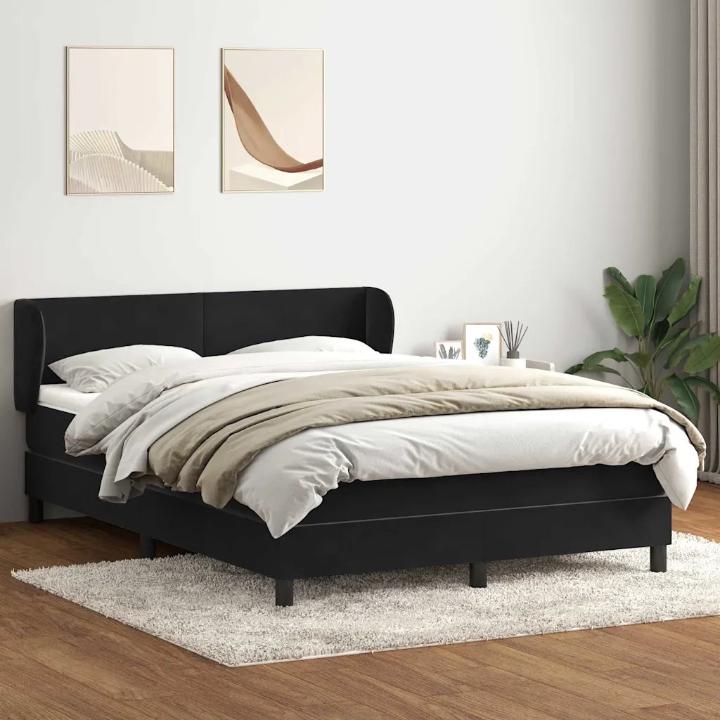 Giroletto a Molle con Materasso Nero 160x210 cm in Velluto 3317363