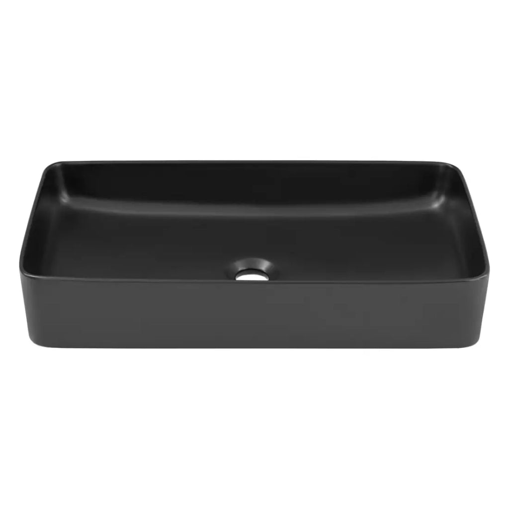 Lavabo rettangolare da appoggio 61x34 cm nero opaco con piletta click-clack nera inclusa