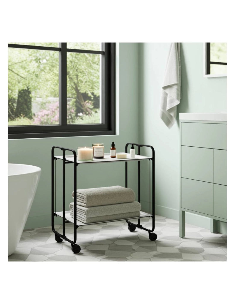 Carrello da cucina pieghevole nero con ruote BAUHAUS 2 ripiani