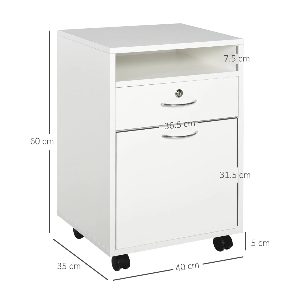 Cassettiera Portadocumenti da Ufficio 40x35x60 cm in Legno  Bianco