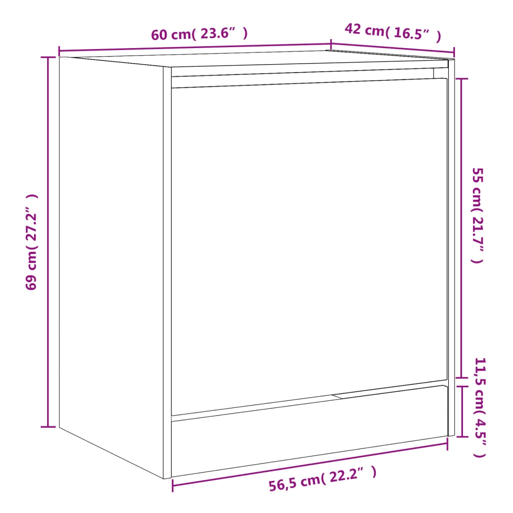 Scarpiera Rovere Fumo 60x42x69 cm in Legno Multistrato 839984