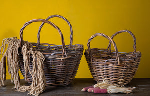 Set 2 Cesti Ovali in Vimini con Manici Larghezza 45 cm