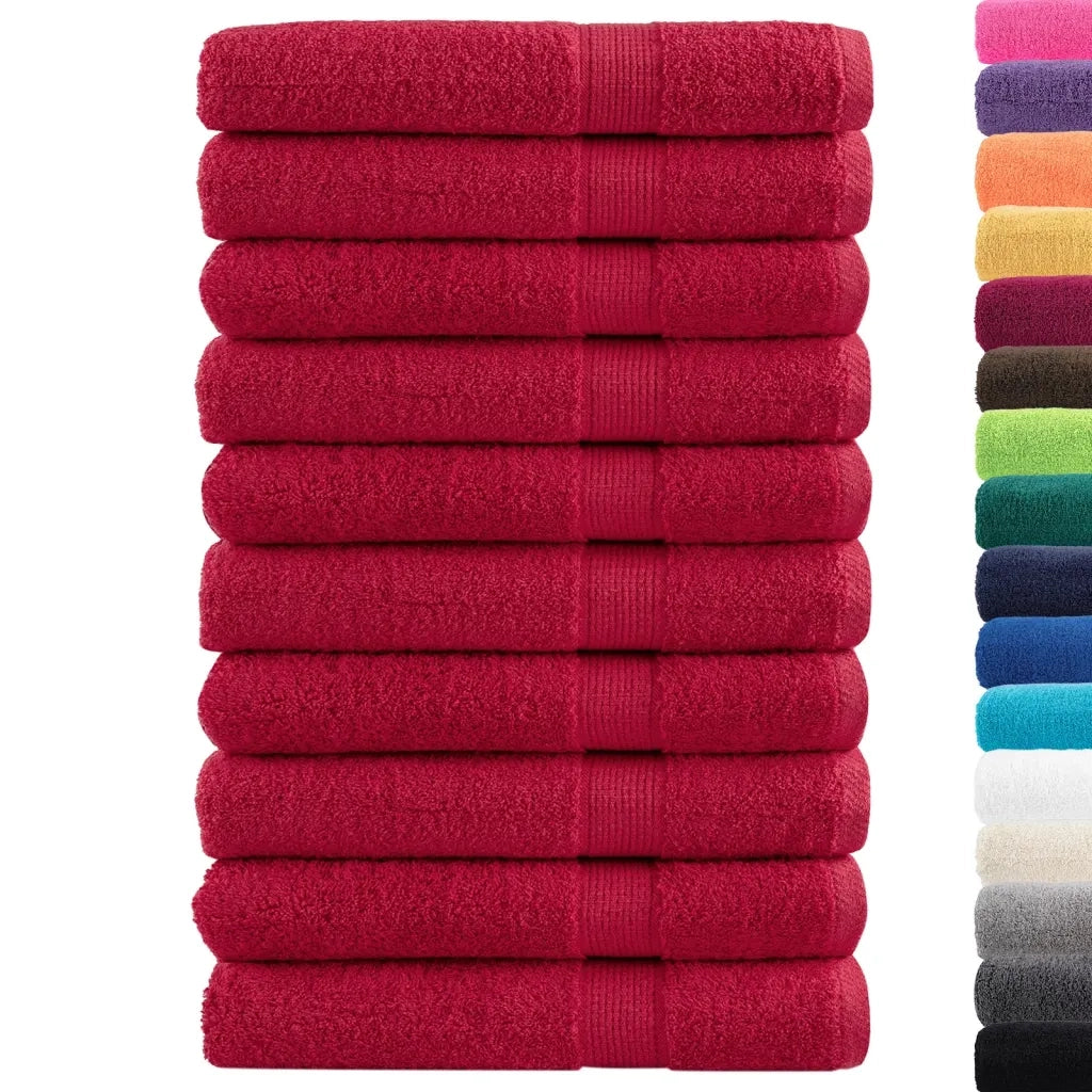 Asciugamani Premium SOLUND 10 pz | Teli per bagno Rosso 100x200 cm 600 g/m2