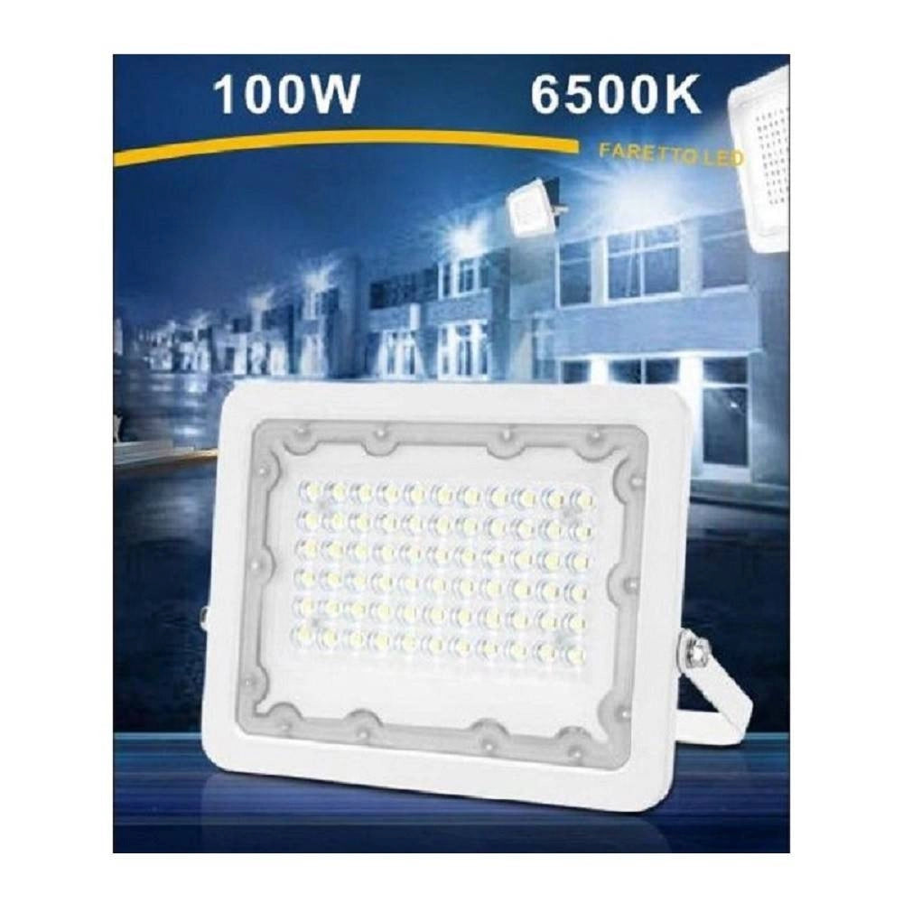 Trade Shop - Faro Led 100w Ultra Slim Bianco Esterno Ip65 Luce Fredda Naturale Calda Fs100w-b -