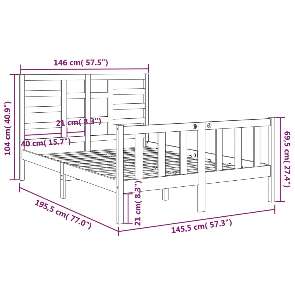 Giroletto-Struttura Letto in Legno Massello 140x190 cm 186812