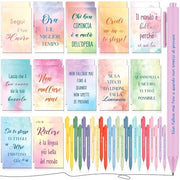 Set di 24 piccoli quaderni di appunti - Pennarelli ispiratori con disegno aquarello - Materiali di alta qualità - Dimensioni 12,4 x 8 cm - Quaderno di appunti