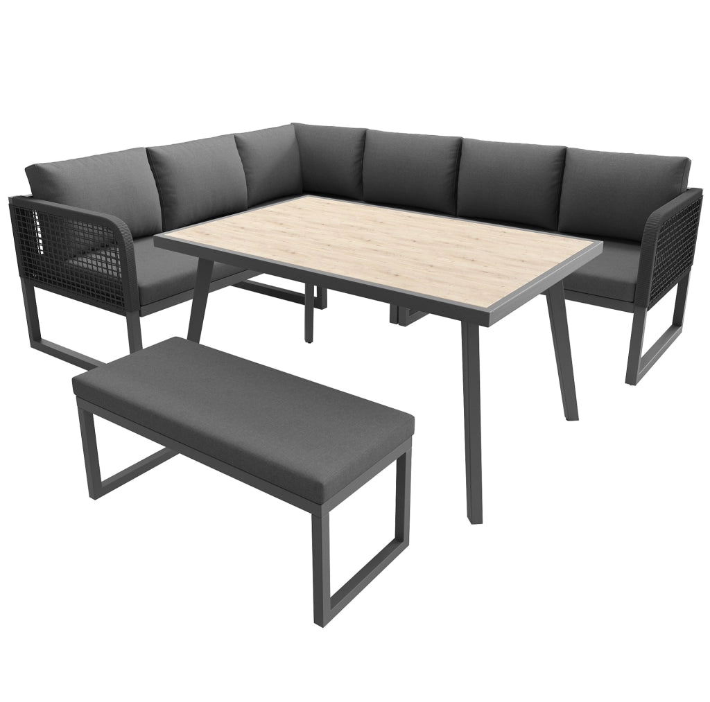 Set divano da giardino; cuscini extra spessi e modularit脿; PE rattan; grigio