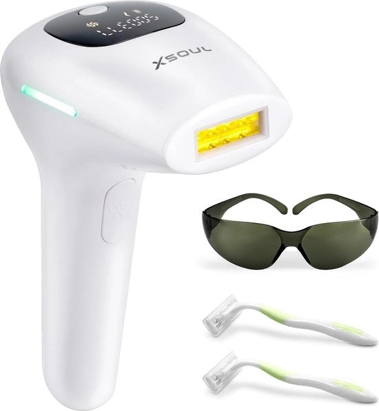 Apparecchio di depilazione laser - Professionale - IPL - 5 livelli di energia diversi - 999.999 Impulsi - Senza dolore - Modalità automatica e manuale - Bianco -