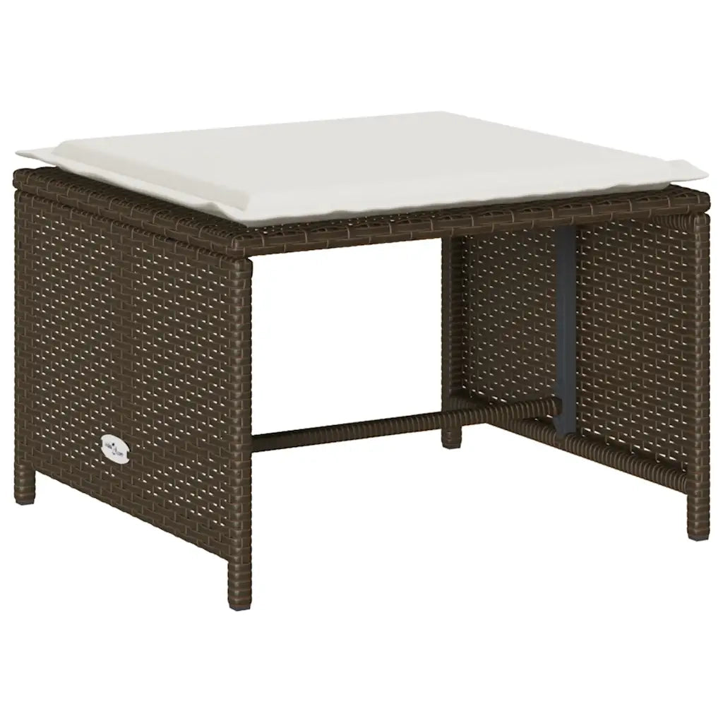 Set Divano da Giardino 5 pz con Cuscini Marrone in Polyrattan