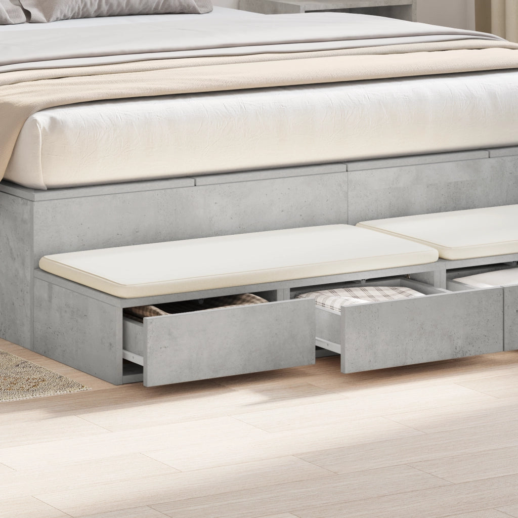 Cassetti per Letto Grigio Cemento 150x36,5x16,5 cm Legno Ingegnerizzato
