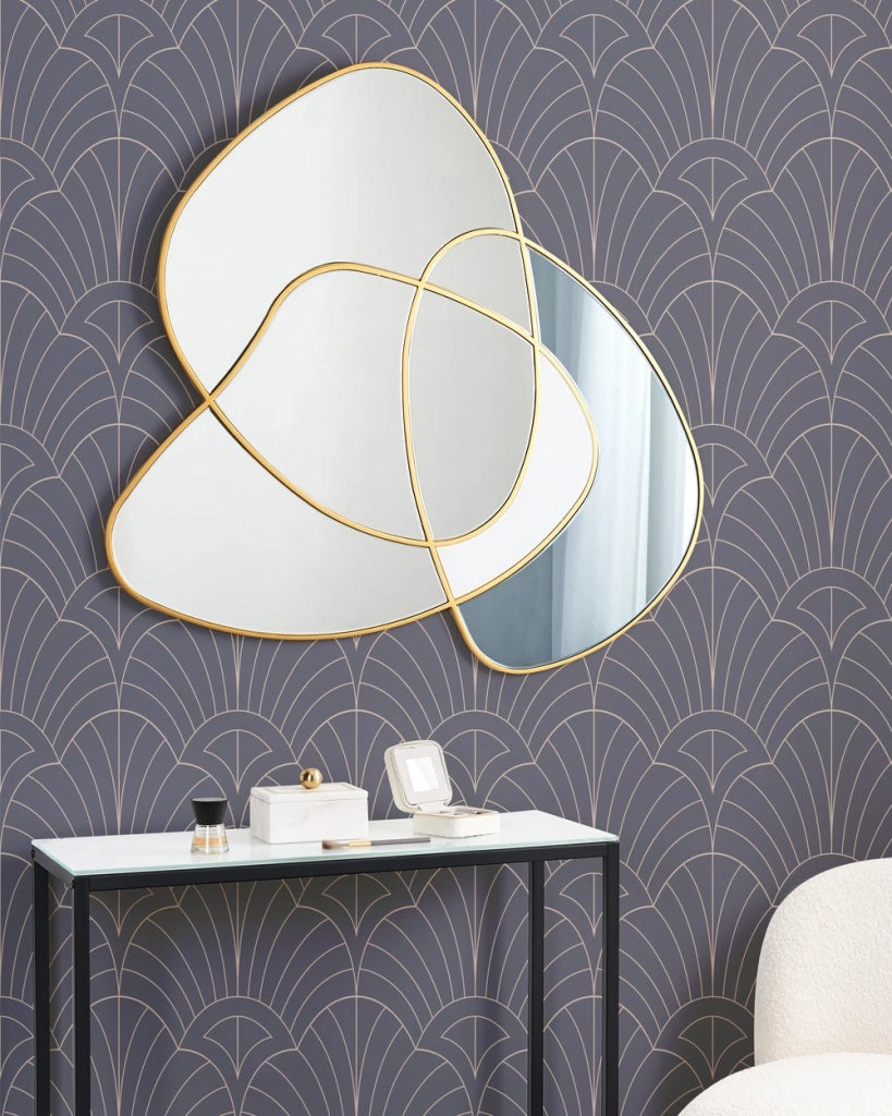 Specchio da parete in vetro oro MDF 99 x 89 cm Forma irregolare