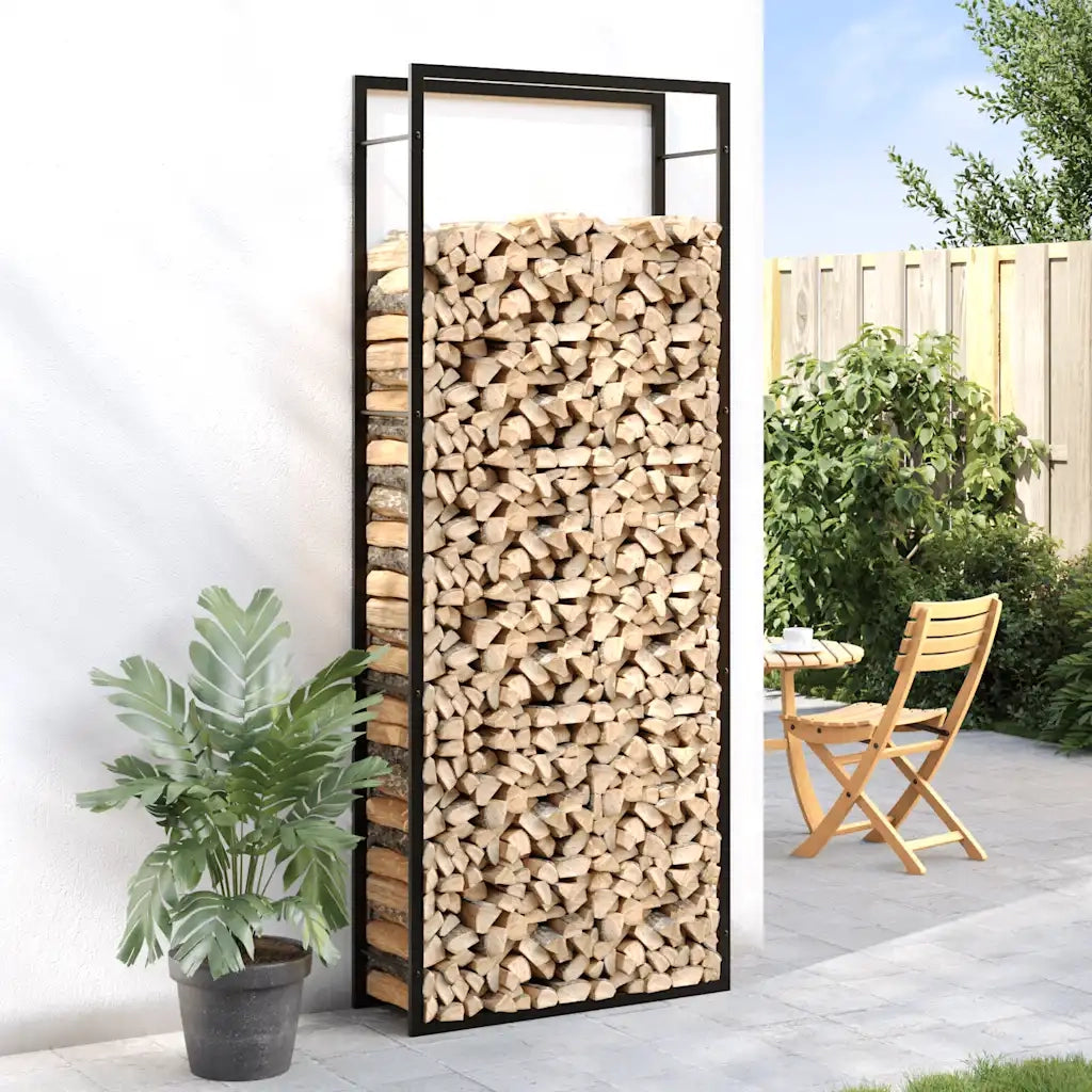 Portalegna Nero Opaco 80x28x222 cm Acciaio CFW7716150