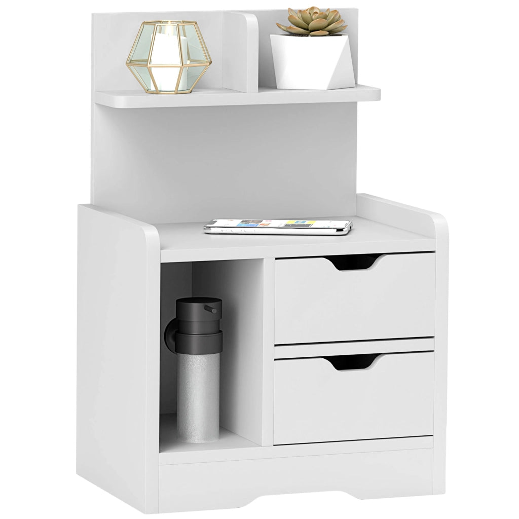 Tavolino con 2 cassetti e scaffale aperto ¨C Zephmum ¨C Bianco 40x30x60 cm