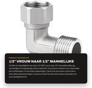 Fitting BSP 1/2" con Convertitore di Poli da Femmina a Maschio in Acciaio Inox 304 - Connettore Flessibile - Industriale - Alta Qualità - Eccellente Assistenza - Fitting