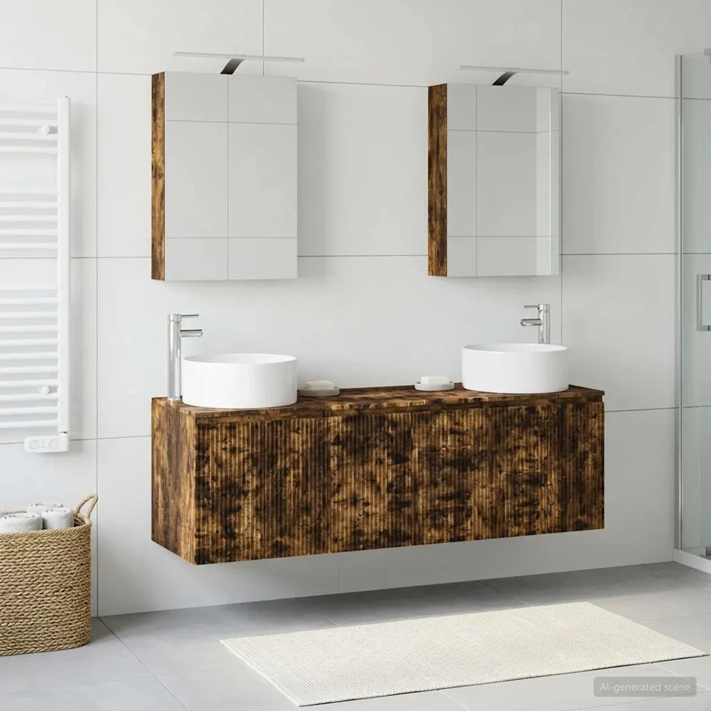 Set di Armadi da Bagno 5 pcs Rovere Fumo Legno ingegnerizzato 3406555