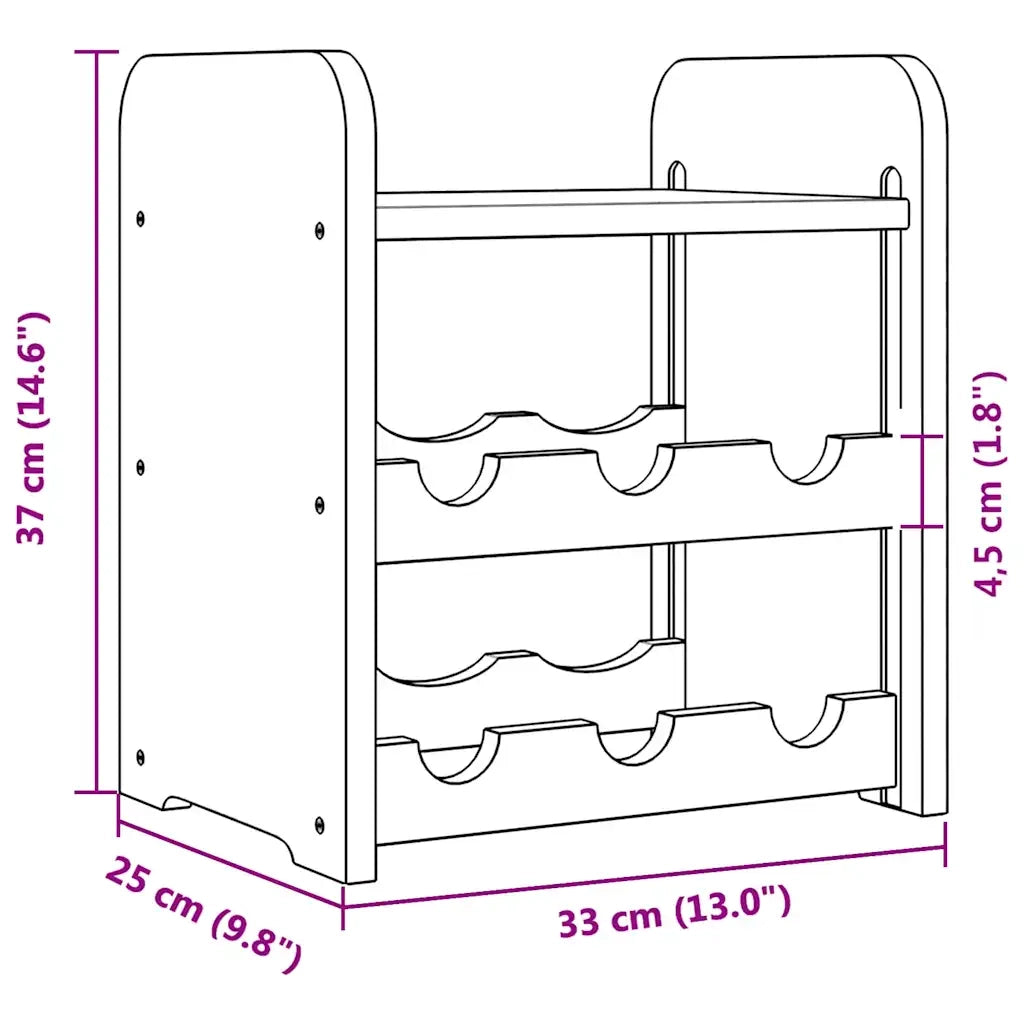 Portabottiglie con Ripiano 33x25x37cm in Legno Massello di Pino 4007554