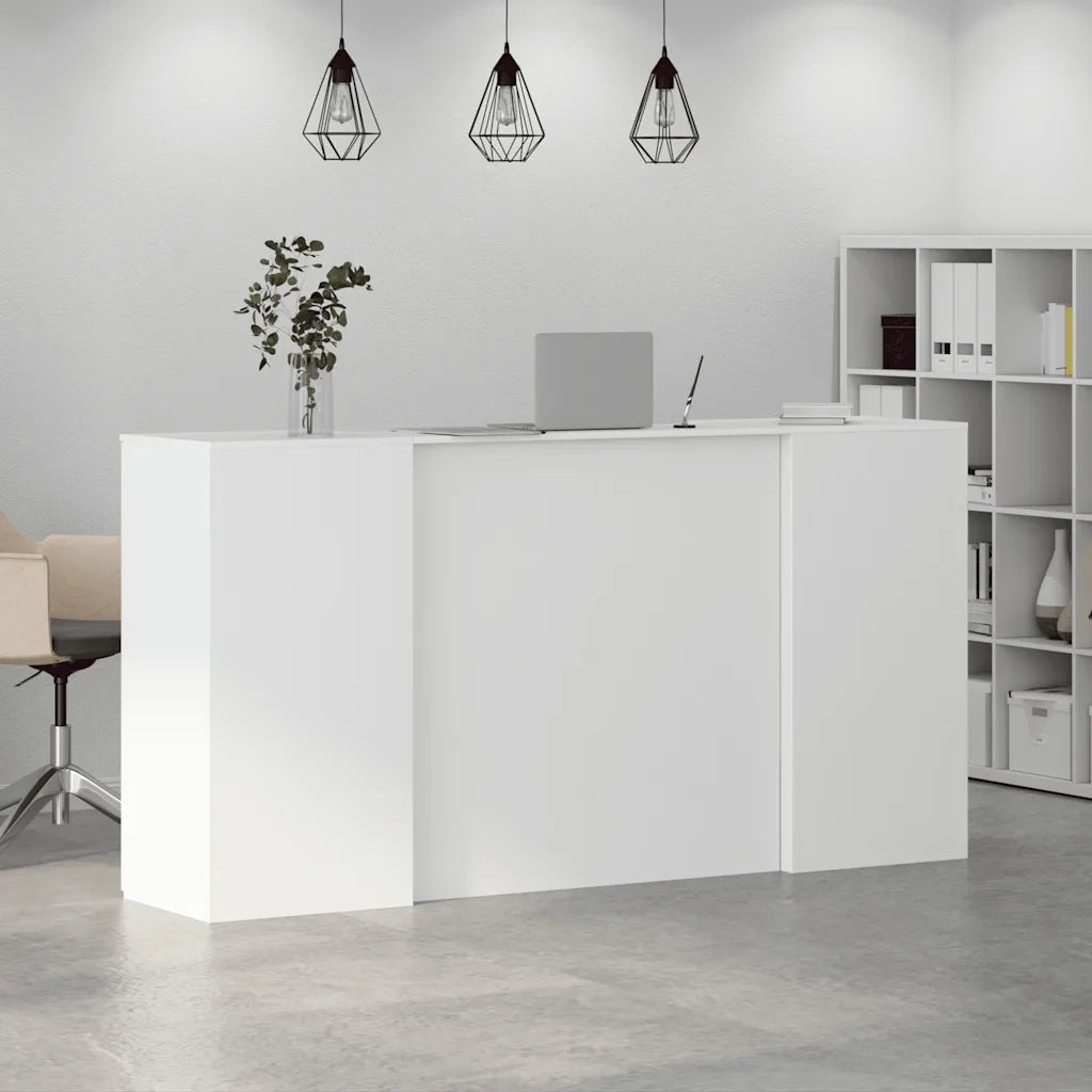 Scrivania per Reception Bianca 200x50x103,5 cm in Legno Massello 3324178