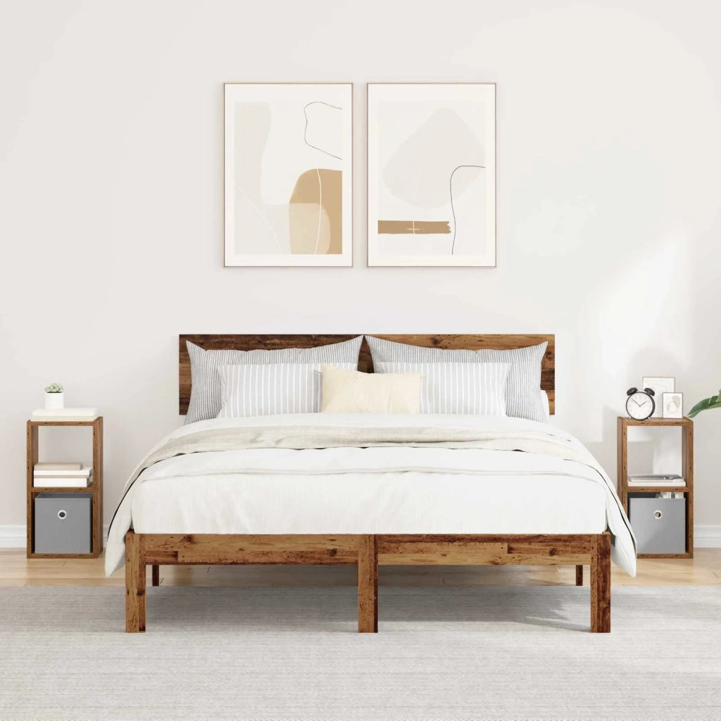 Comodino con cassetto 2 pcs Legno vecchio 25,5 x 22 x 49,5 cm 8000609