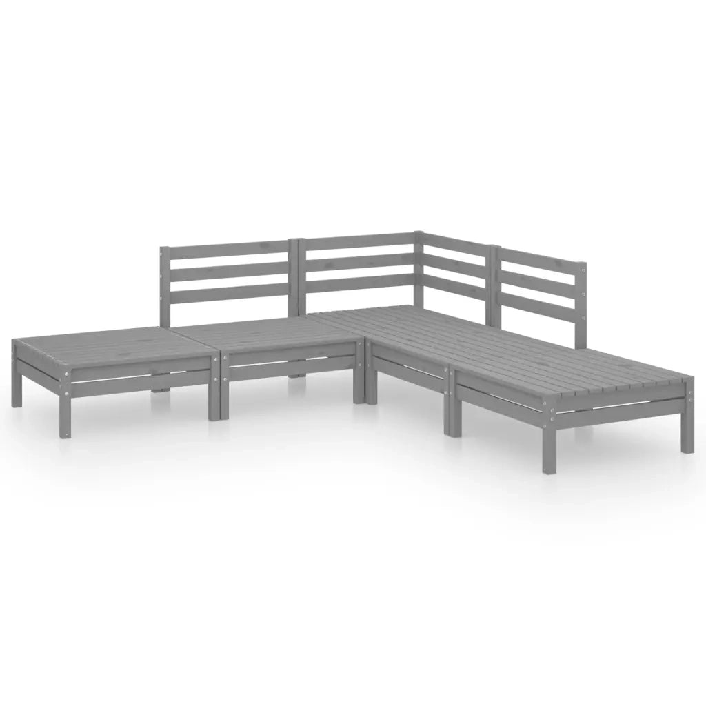 Set Salotto da Giardino 5 pz in Legno Massello di Pino Grigio 3082639
