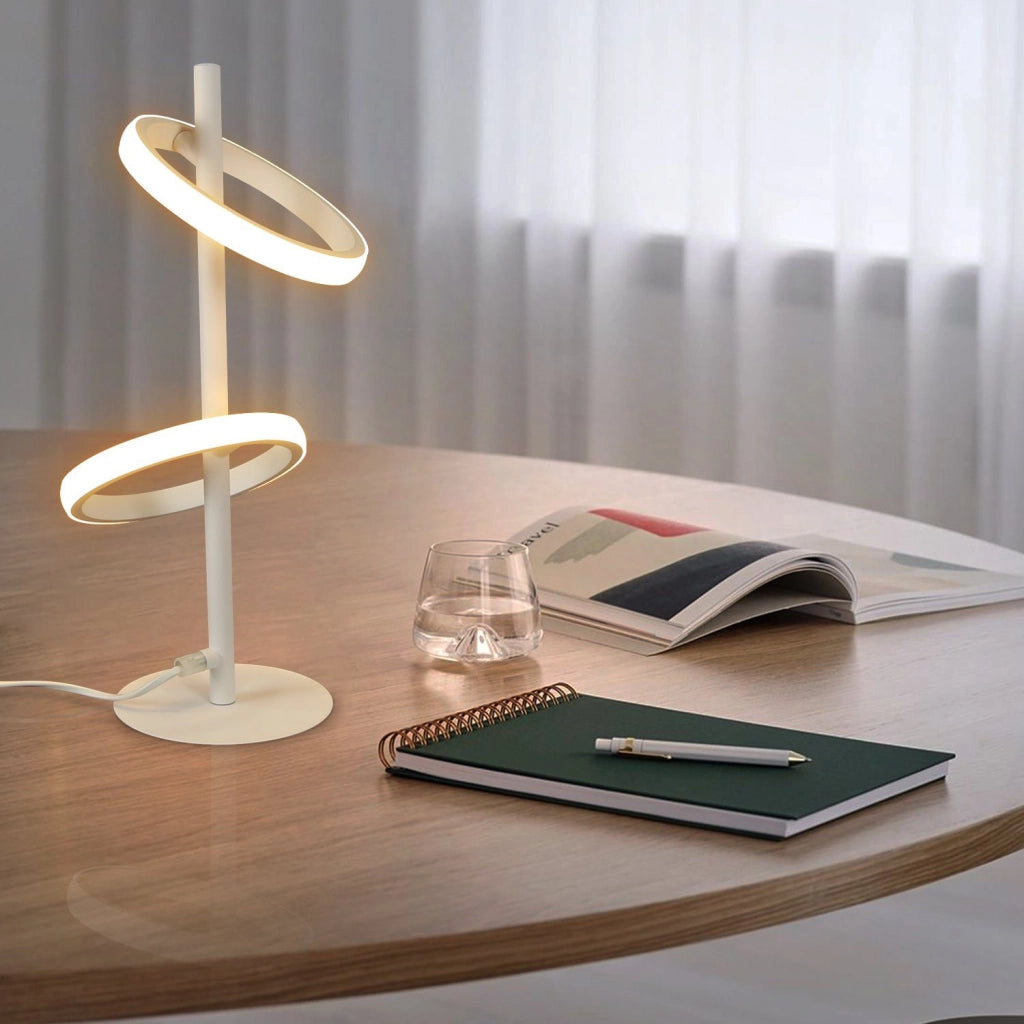 ZMH Lampada da tavolo LED bianca moderna rotante ad anello
