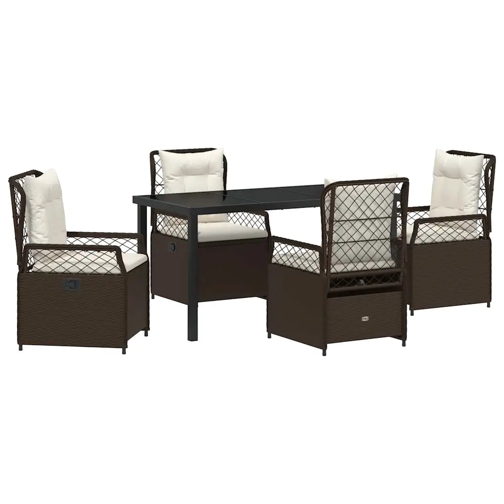 Set da Pranzo per Giardino 5 pcs Marrone polyrattan 3380990