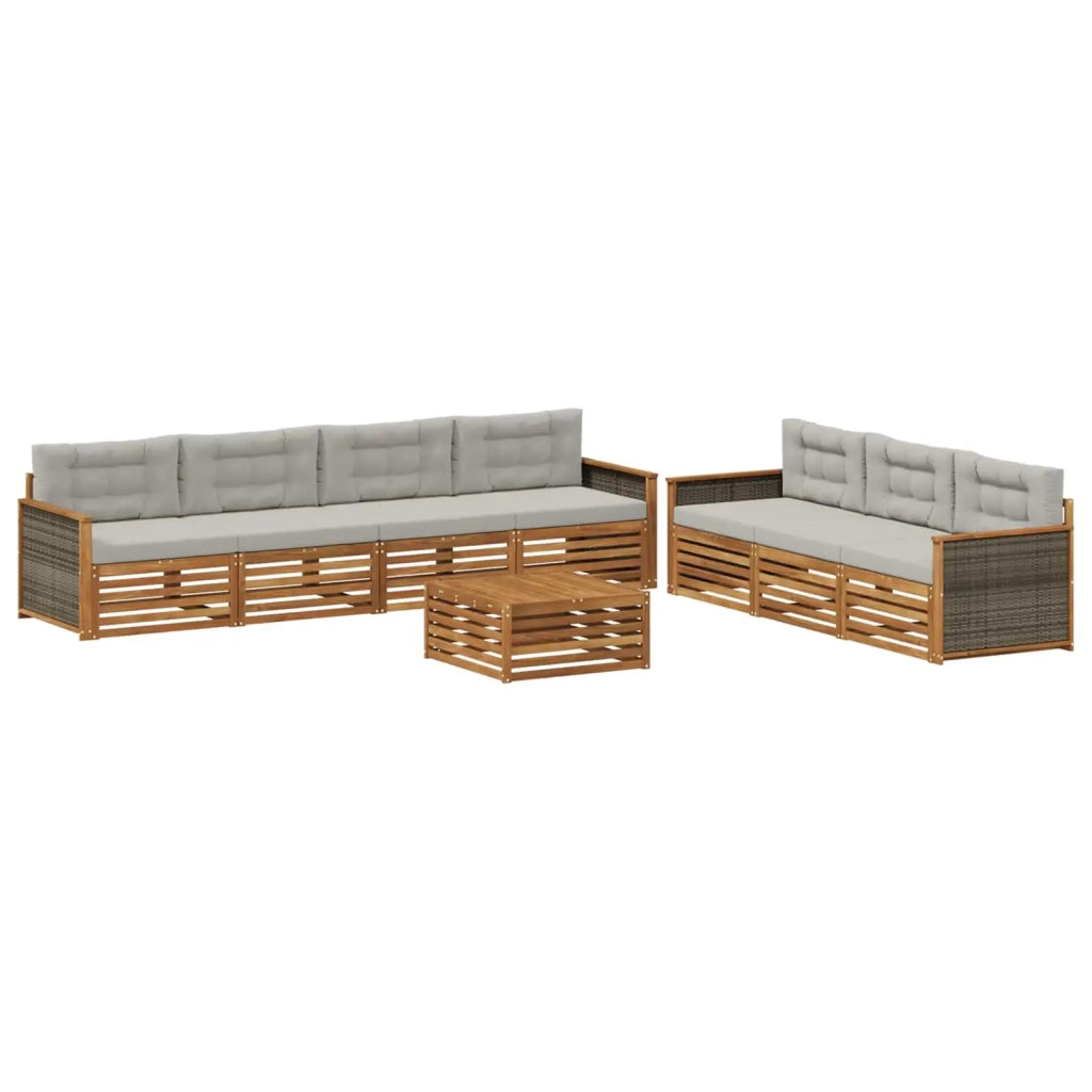 Set di divani da esterno 8 pcs Naturale e Grigio Chiaro 3383109