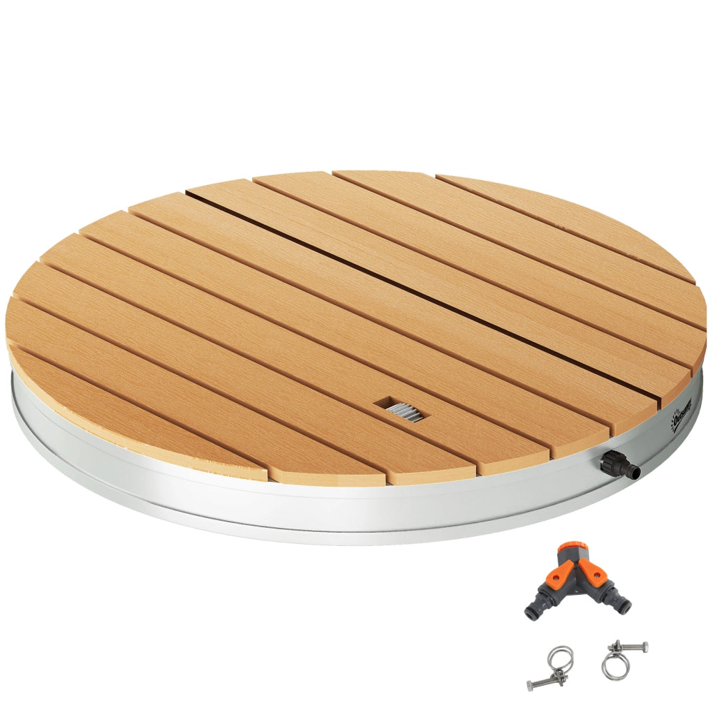 Doccia da Giardino Portatile Ø70,5x7,5 cm Getti d'Acqua Regolabili fino a 4 m in Polistirene Effetto Legno