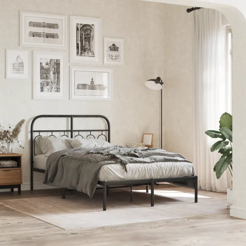 Giroletto con Testiera-Struttura Letto con testiera in Metallo Nero 120x190 cm 533293