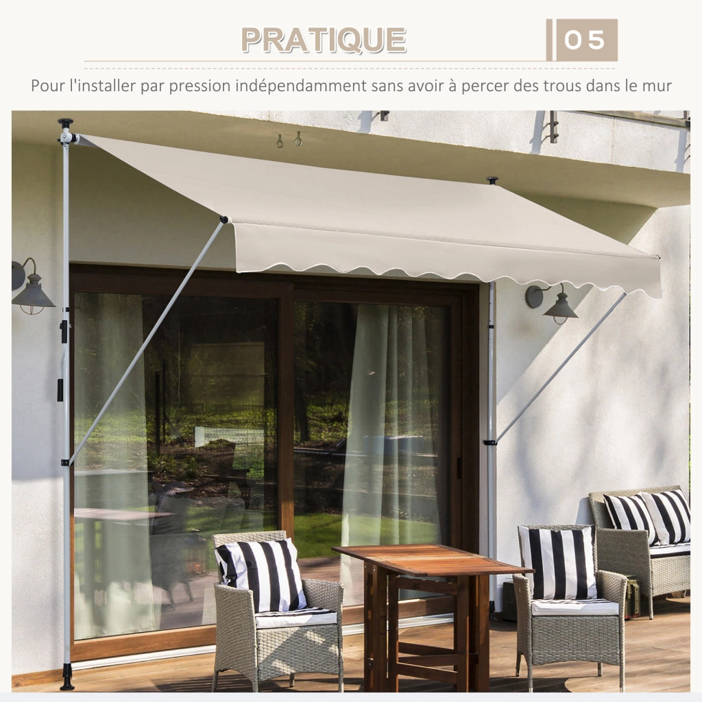 Tenda da sole retrattile ¨C zephmum ¨C kaki 4x1.2m metallo poliestere